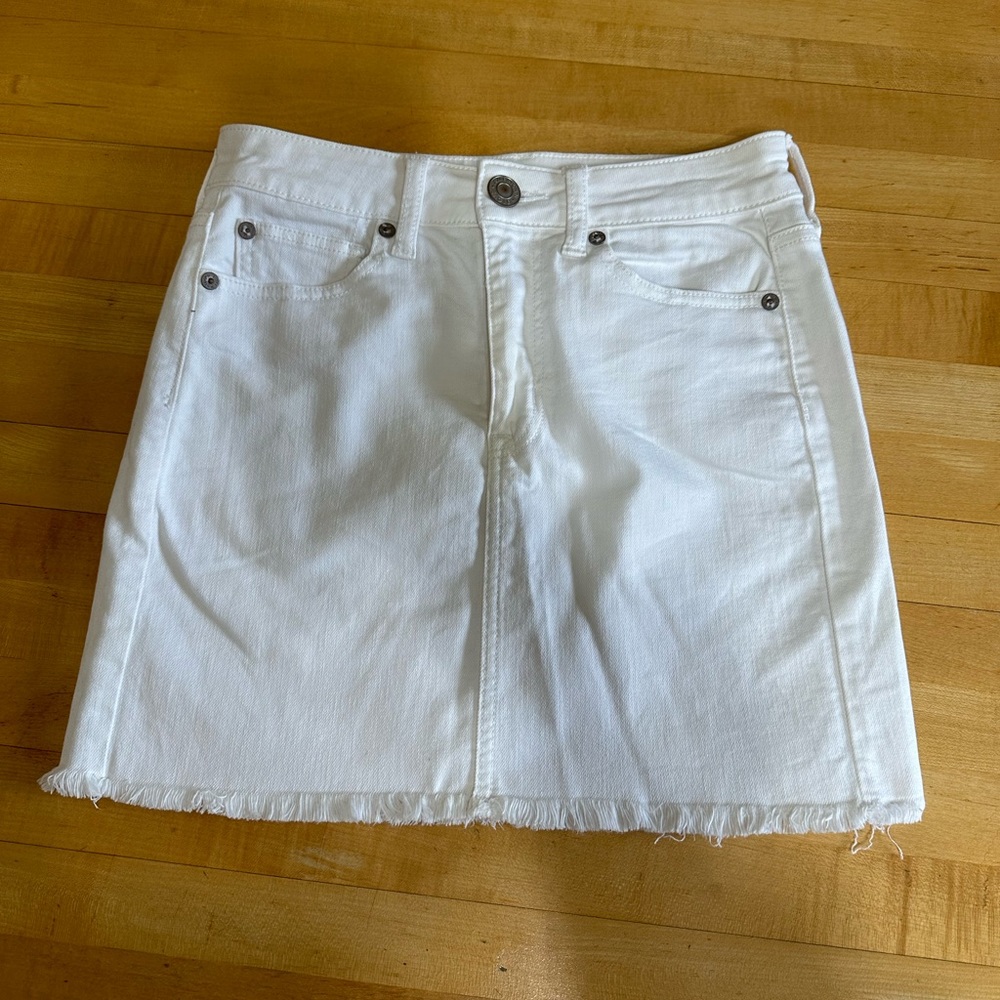 American Eagle White Denim Mini Skirt